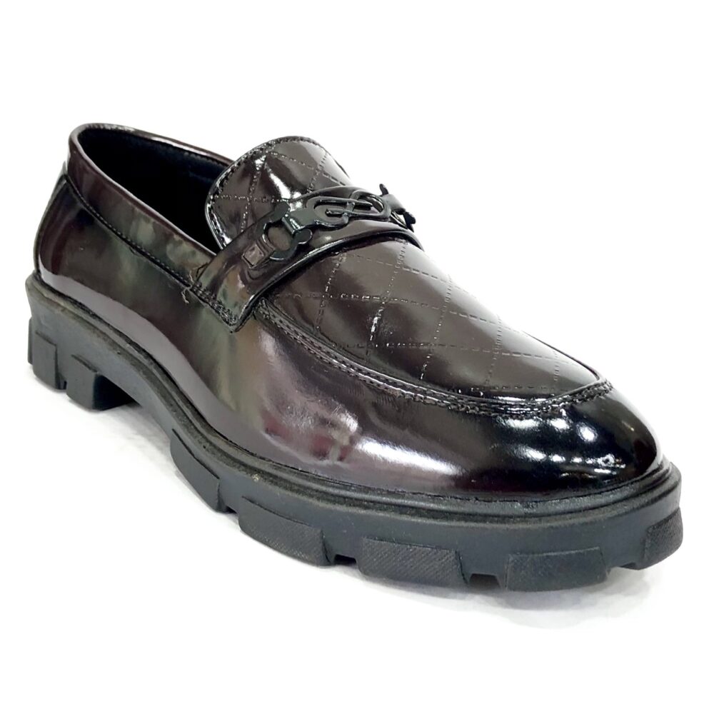 brown glossy loafer