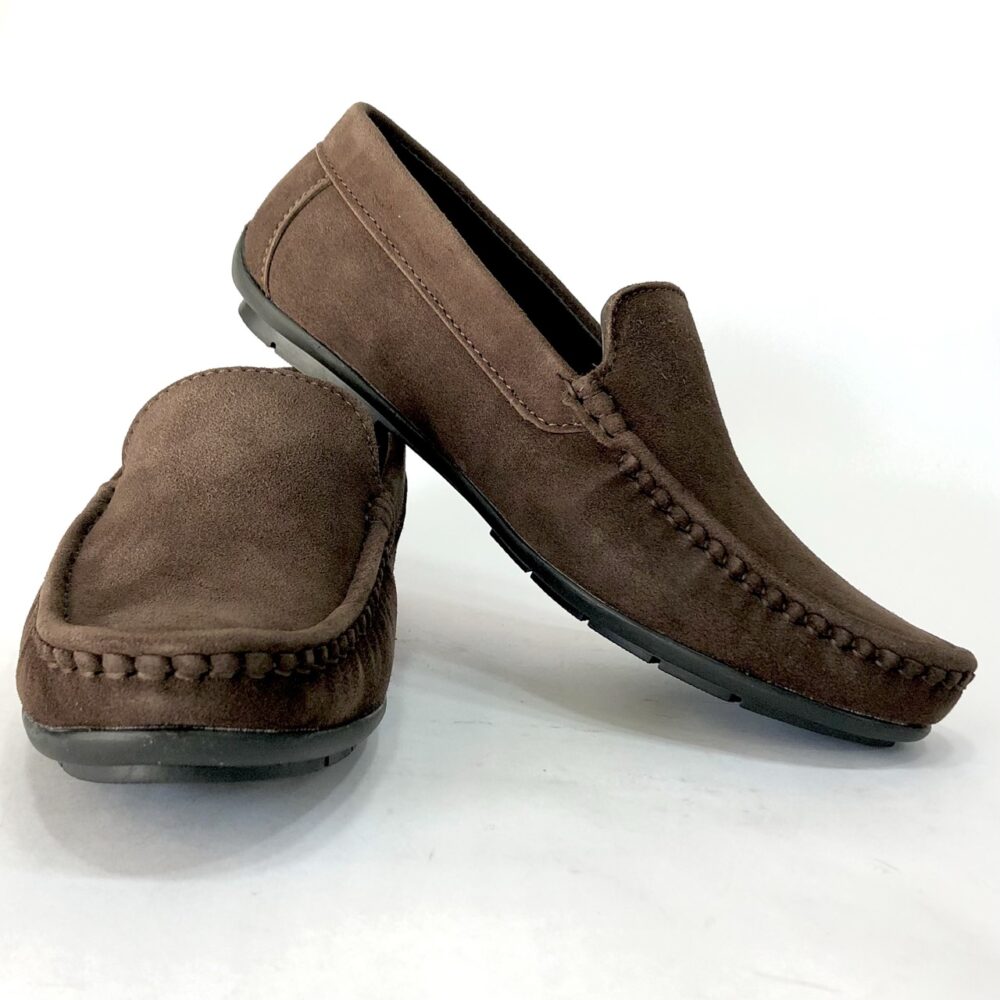 brown suede leather loafer