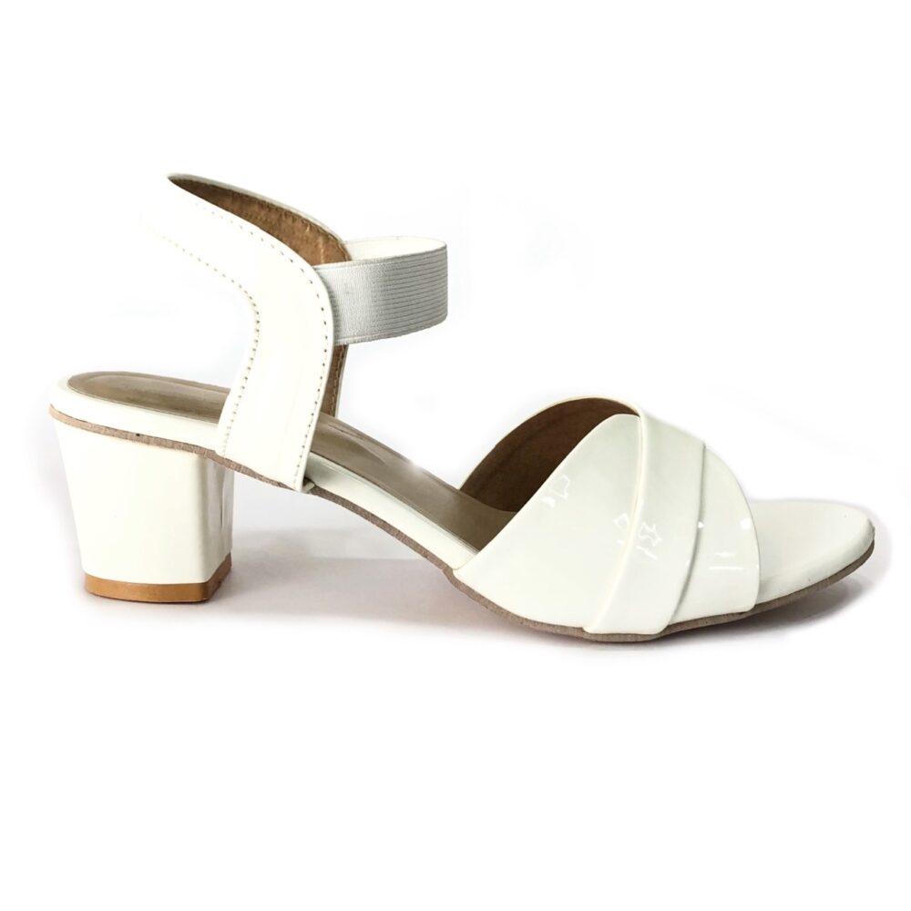 white ankle strap heel sandal