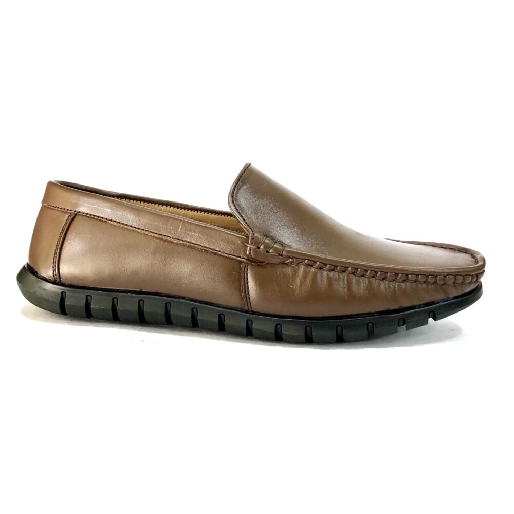 brown leather loafer
