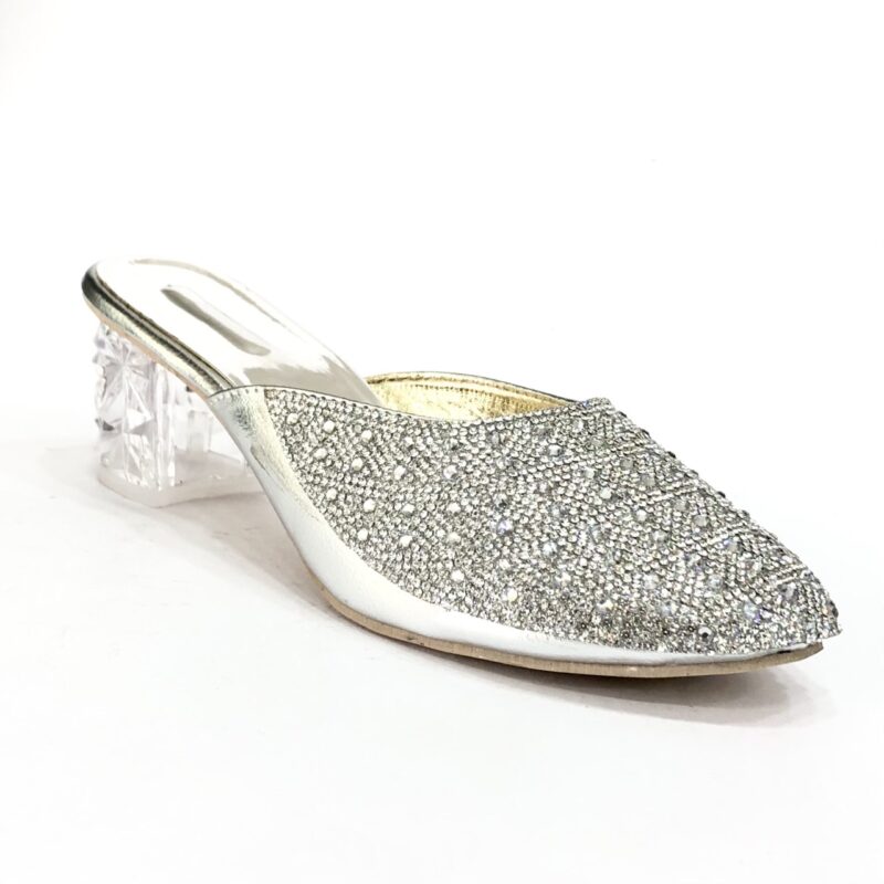Glass silver heel sandal