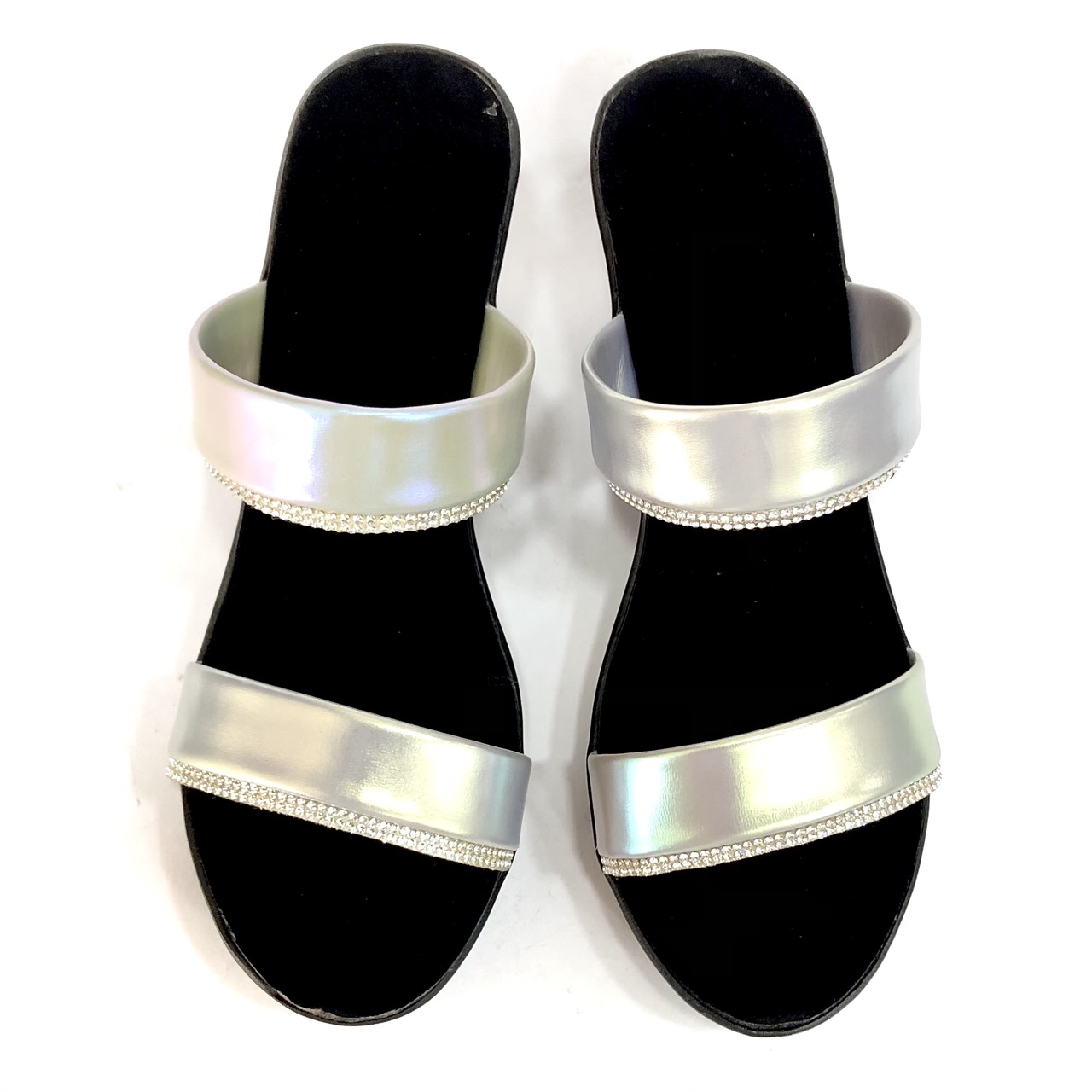 Silver leather sandals hot sale