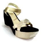 golden black wedge heel