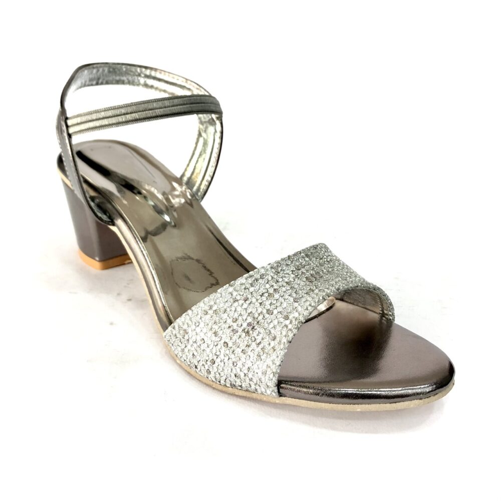 SILVER BLOCK HEEL SANDAL