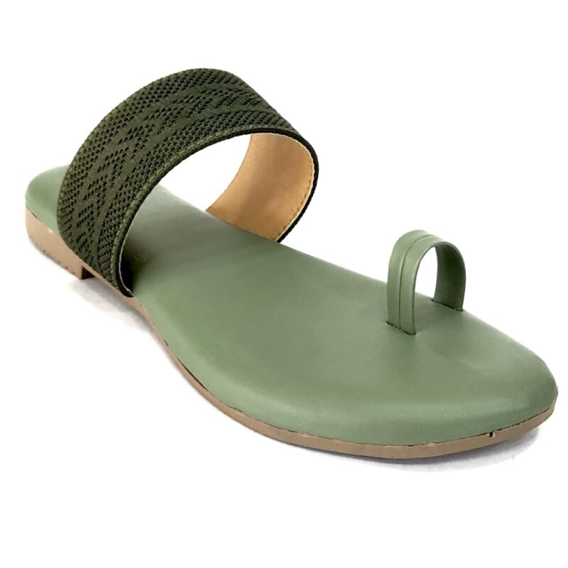 green flat toe ring slippers