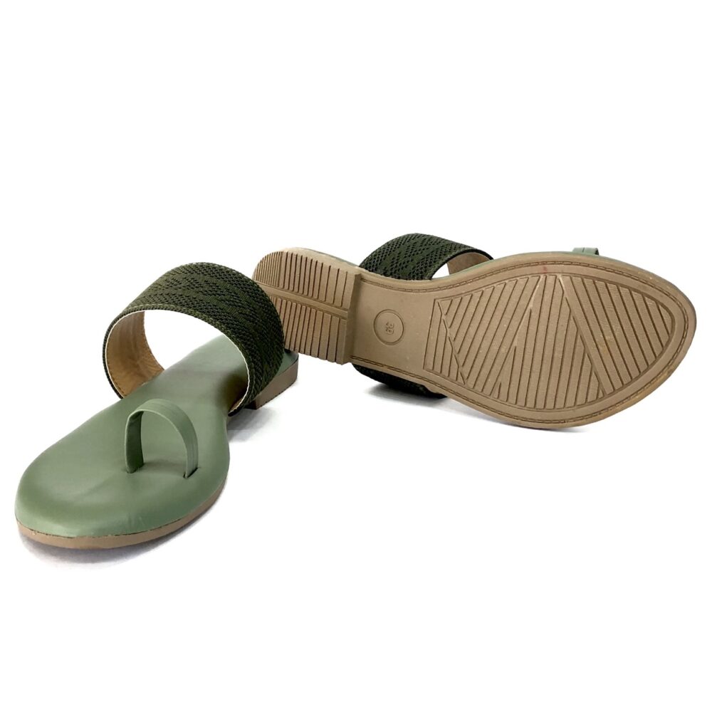 green flat women slippers