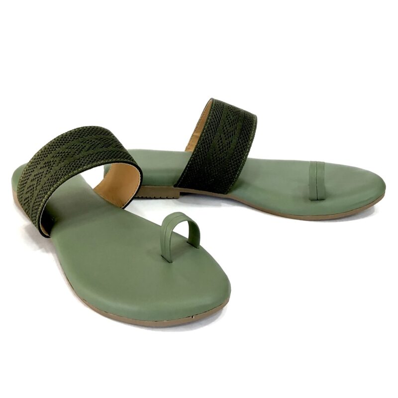 green flat slippers
