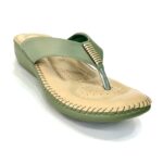 green flat womens slippers