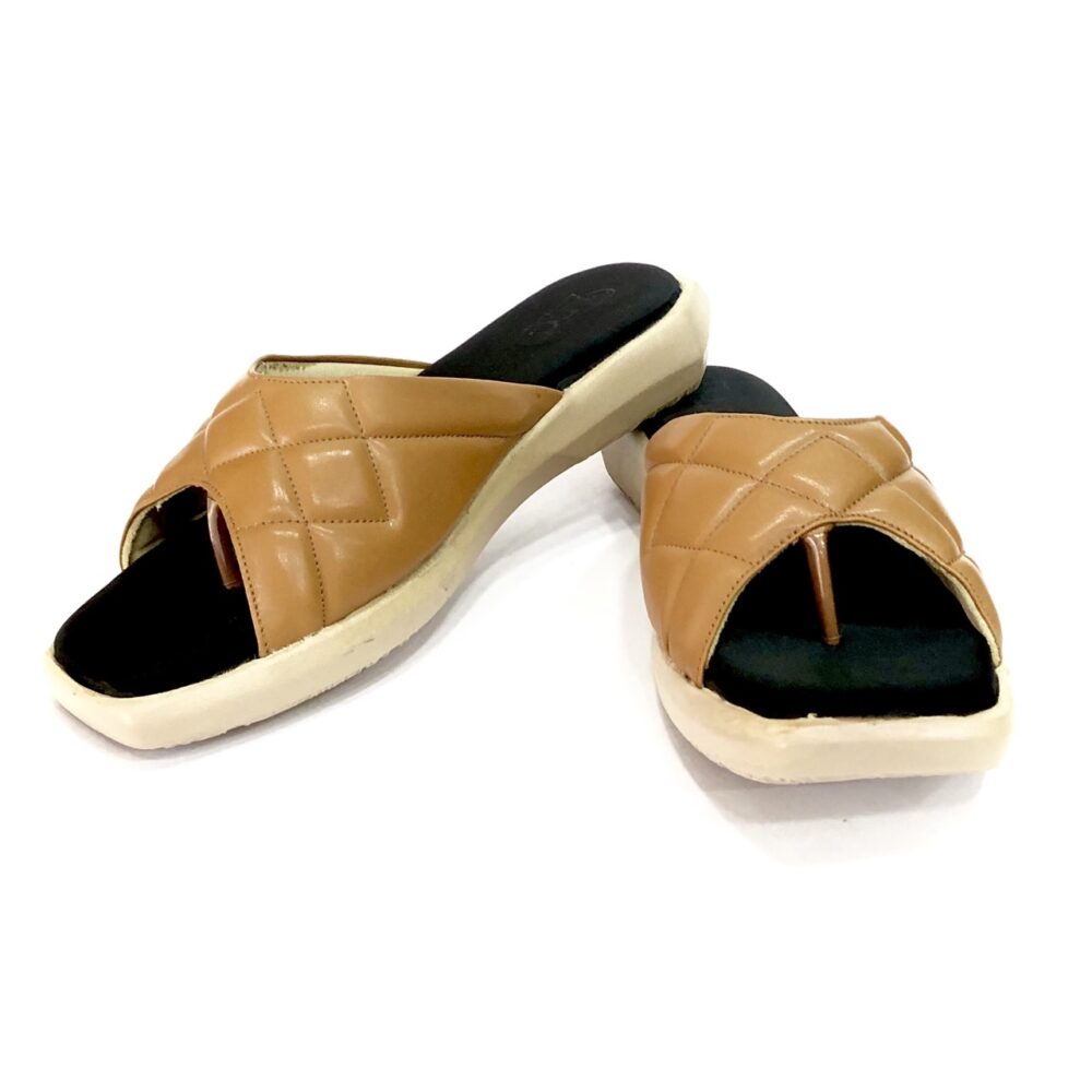 tan flat slippers